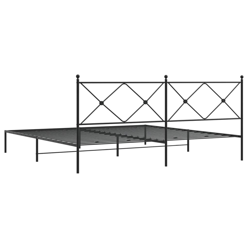 vidaXL Cadre de lit métal sans matelas avec tête de lit noir 200x200cm