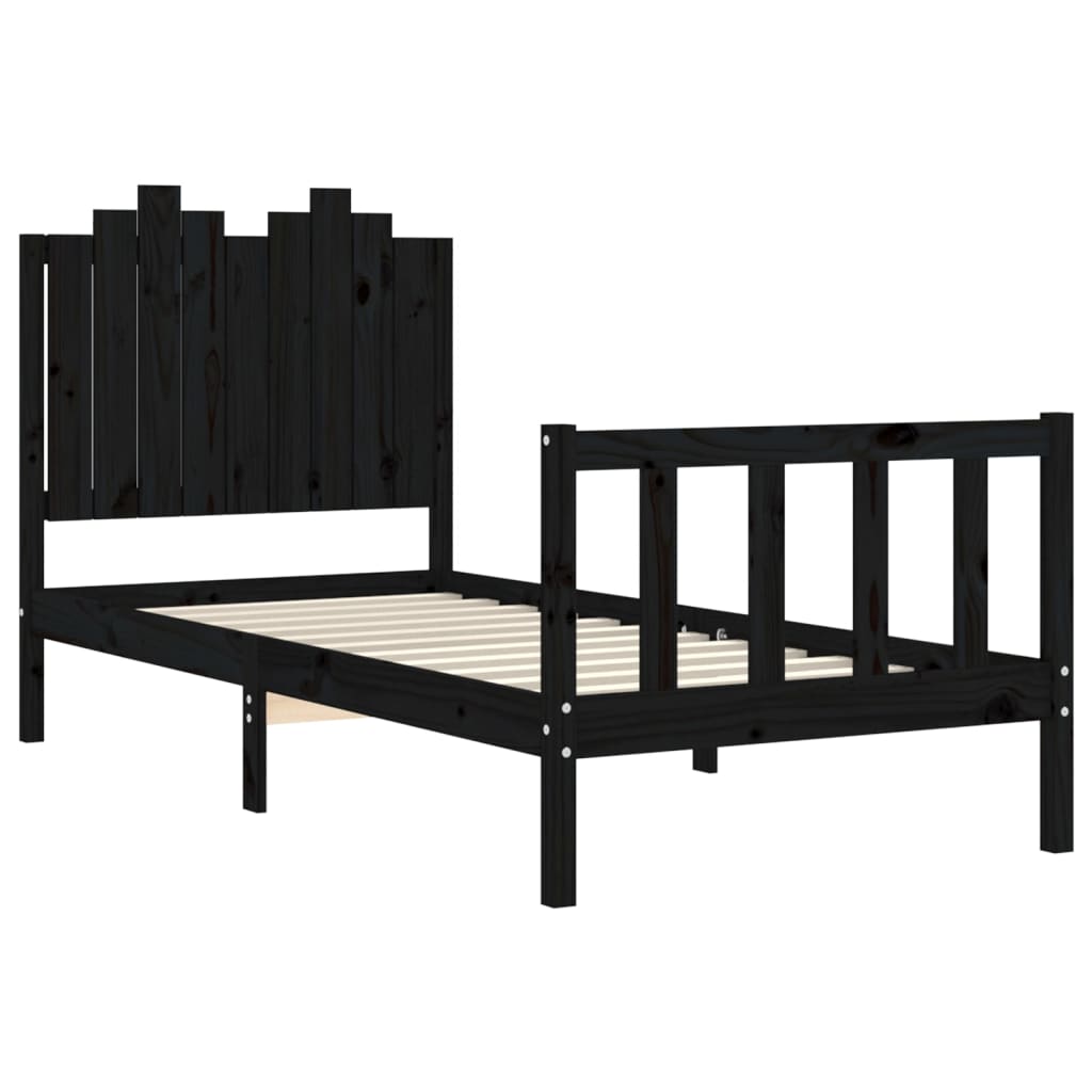 vidaXL Cadre de lit sans matelas noir 90x200 cm bois de pin massif