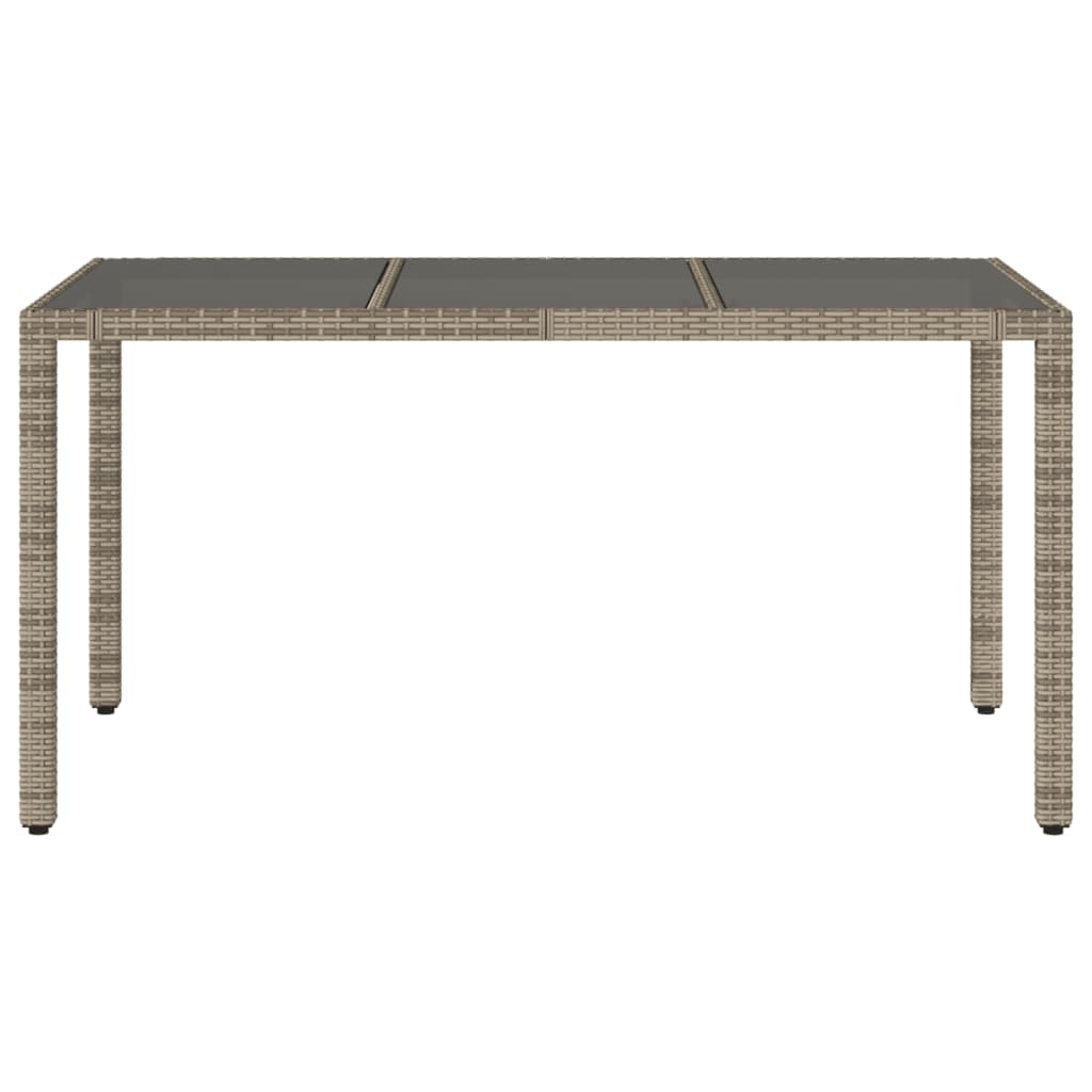 vidaXL Table de jardin dessus en verre Gris 150x90x75cm Résine tressée