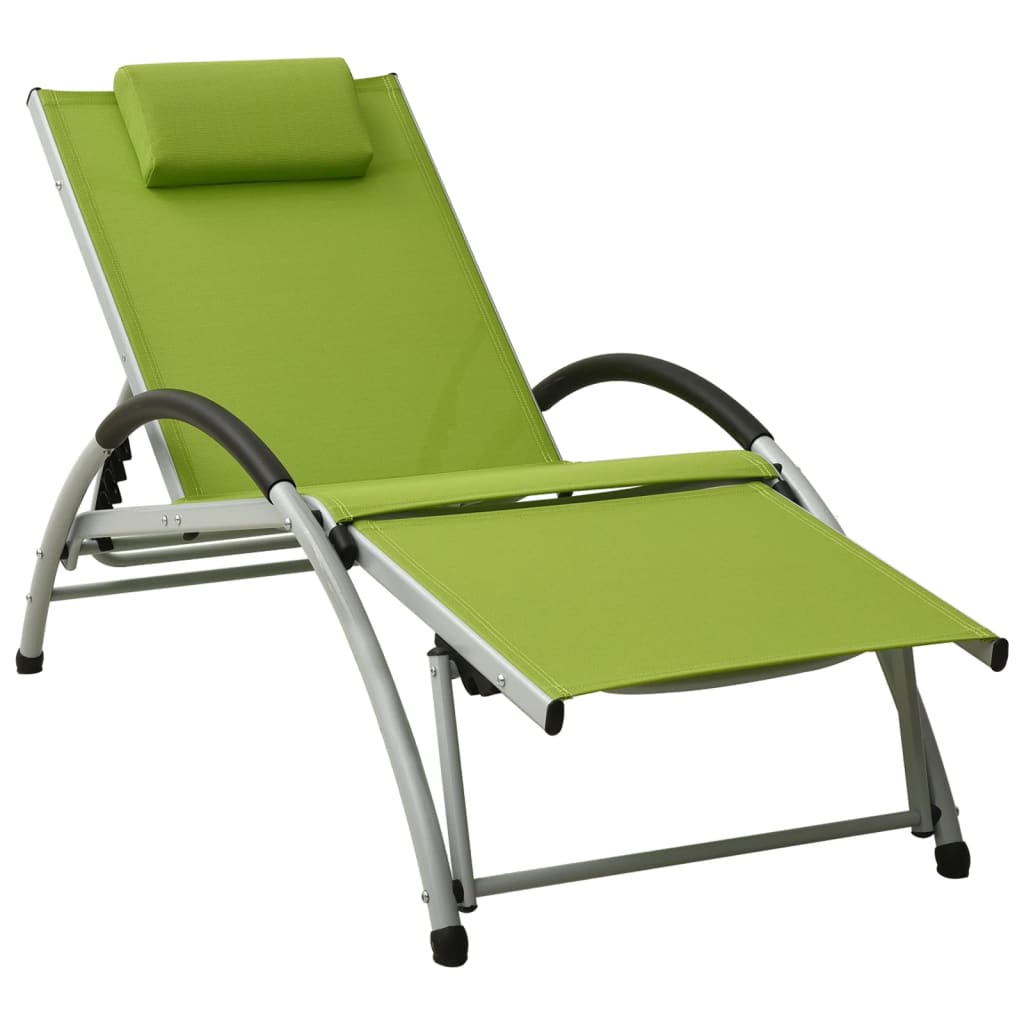 vidaXL Chaise longue avec oreiller Textilène Vert