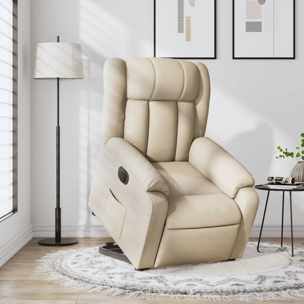 vidaXL Fauteuil inclinable électrique crème tissu