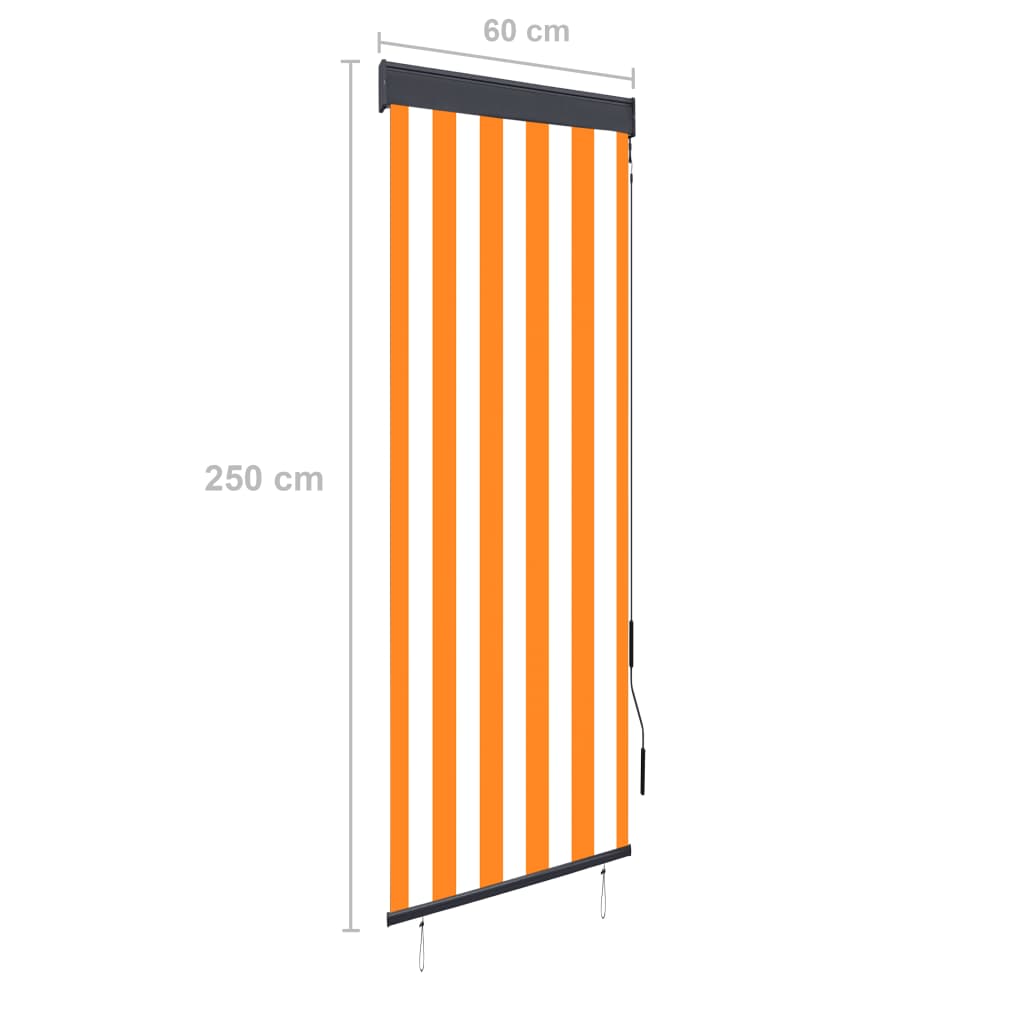 vidaXL Store roulant d'extérieur 60x250 cm Blanc et orange