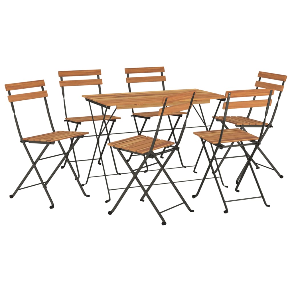 vidaXL Ensemble de bistro pliable 7 pcs bois d'acacia solide et acier