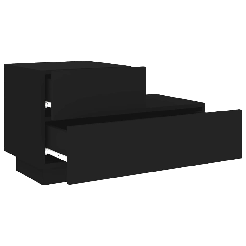 vidaXL Table de chevet avec lumières LED noir 70x36x40,5 cm