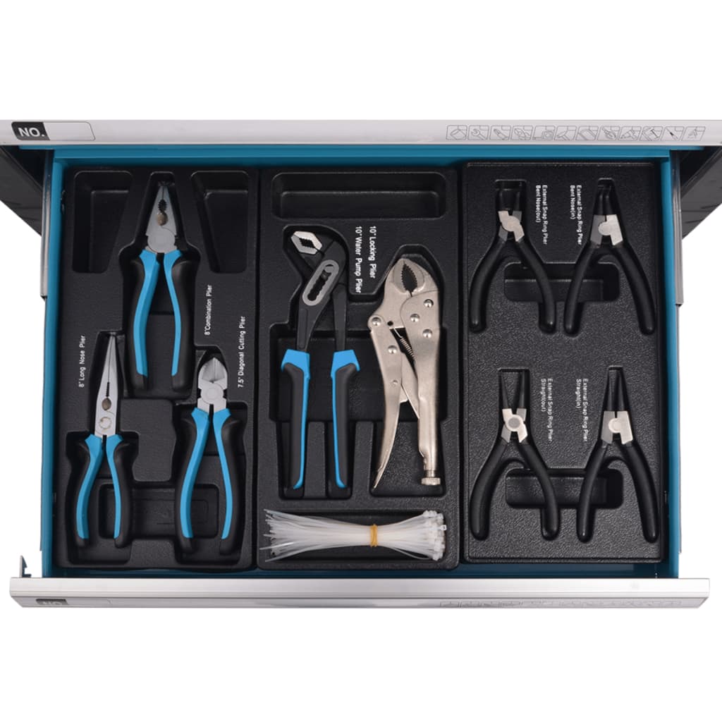 vidaXL Chariot à outils pour atelier avec 270 outils Acier Bleu