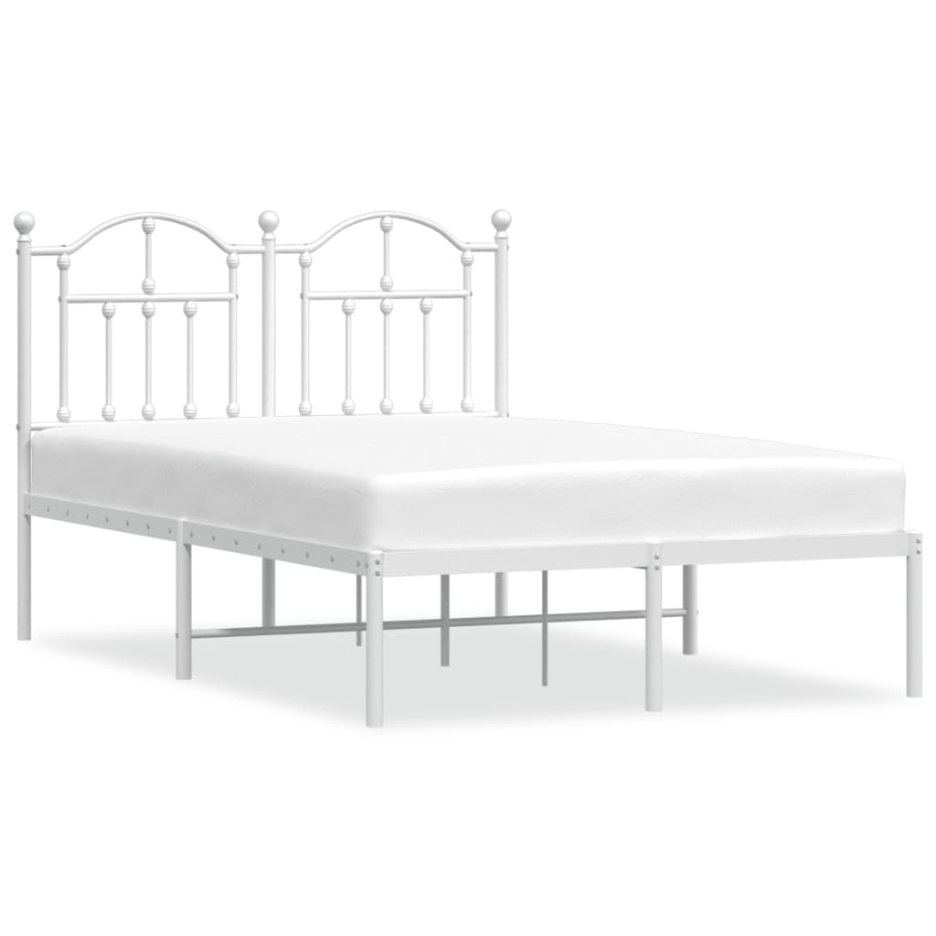 vidaXL Cadre de lit métal sans matelas et tête de lit blanc 120x190 cm