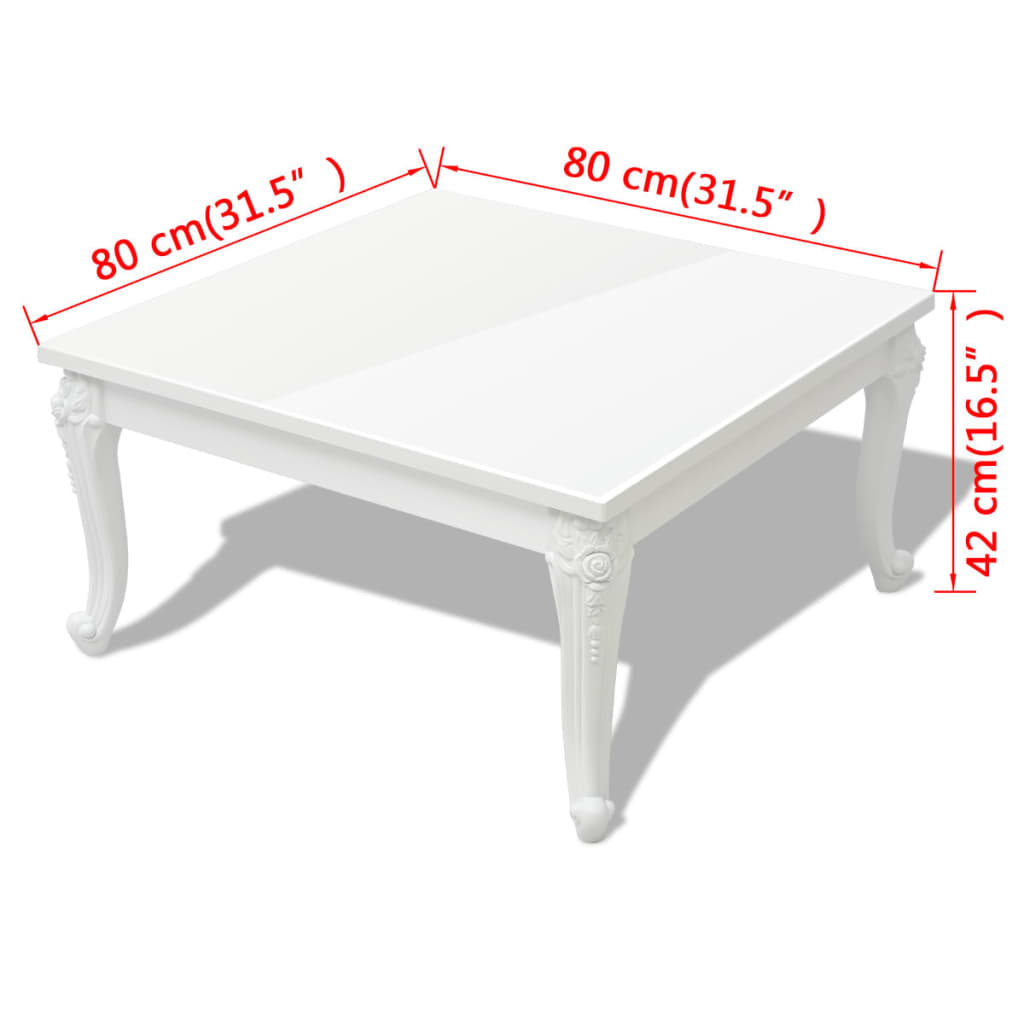 vidaXL Table basse 80x80x42 cm Blanc brillant