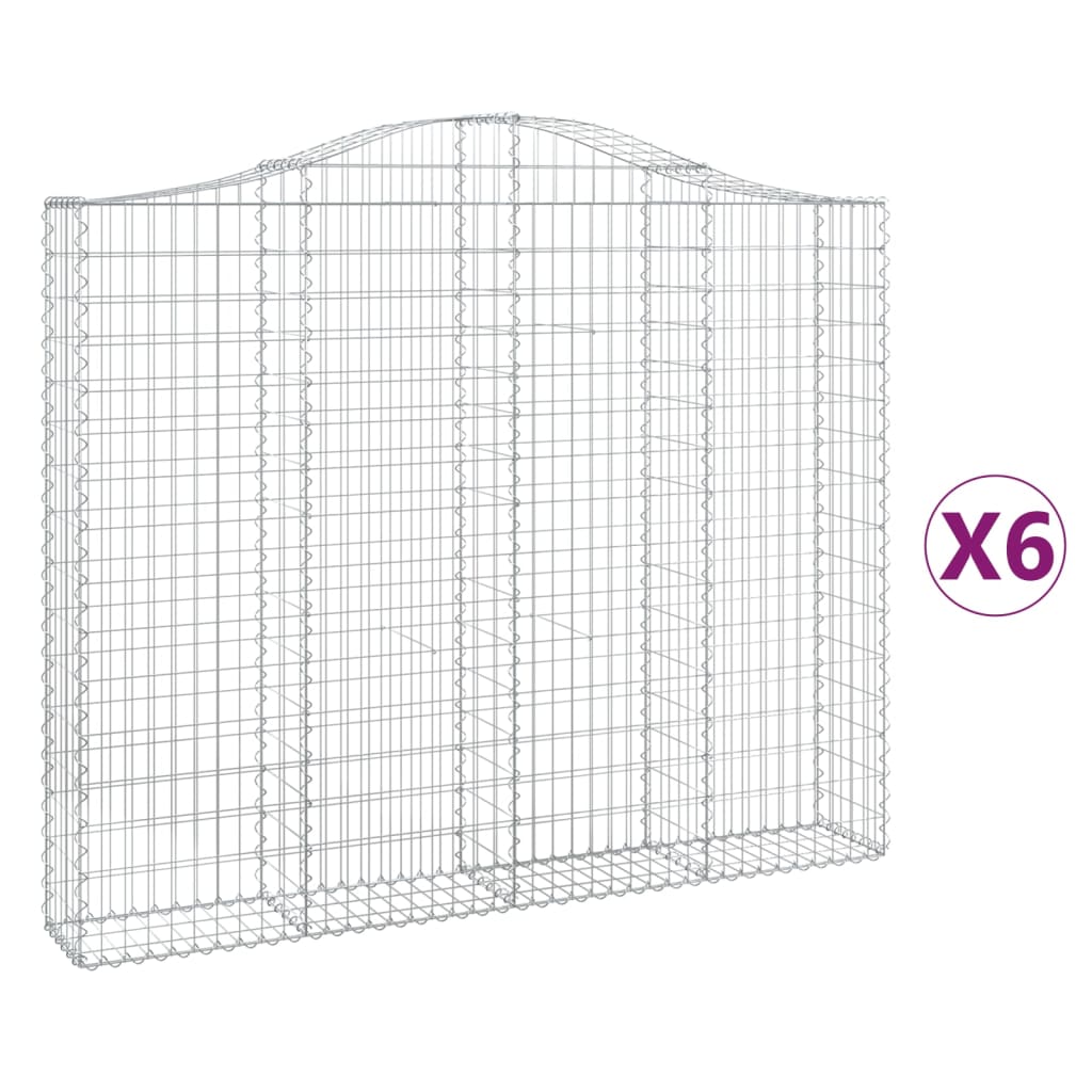 vidaXL Paniers à gabions arqués 6 pcs 200x30x160/180 cm Fer galvanisé