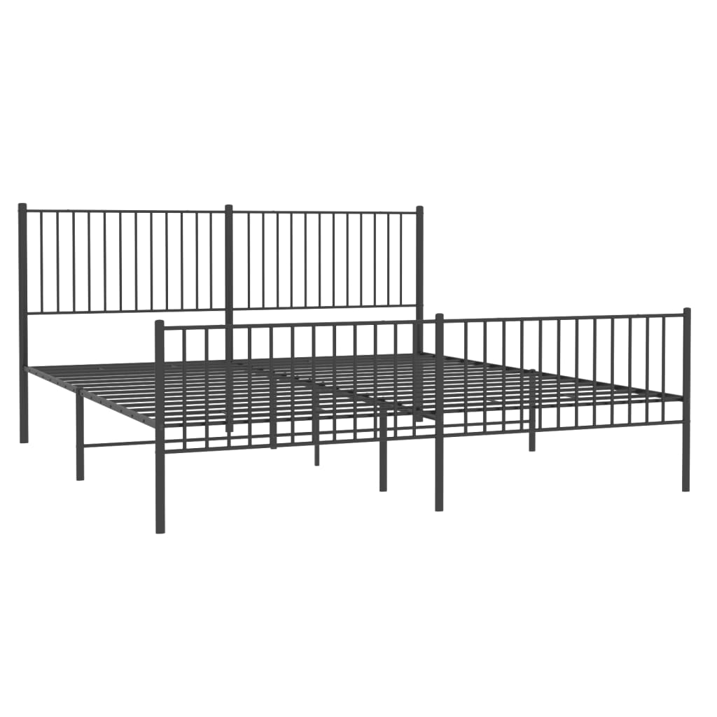 vidaXL Cadre de lit métal sans matelas avec pied de lit noir 200x200cm