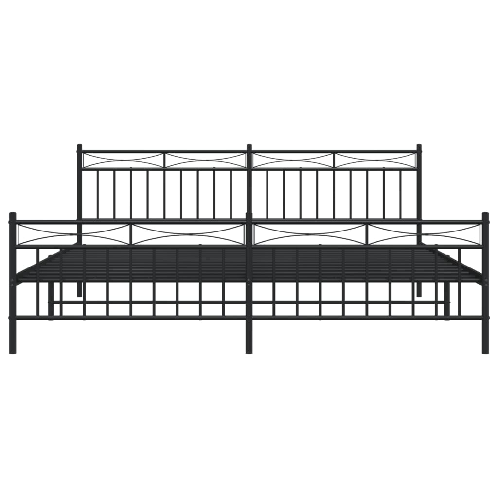 vidaXL Cadre de lit métal sans matelas avec pied de lit noir 200x200cm