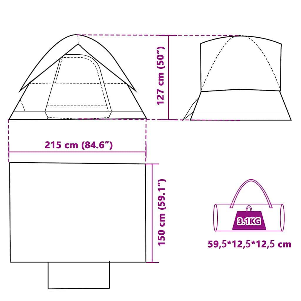 vidaXL Tente de camping à dôme 2 personnes bleu imperméable