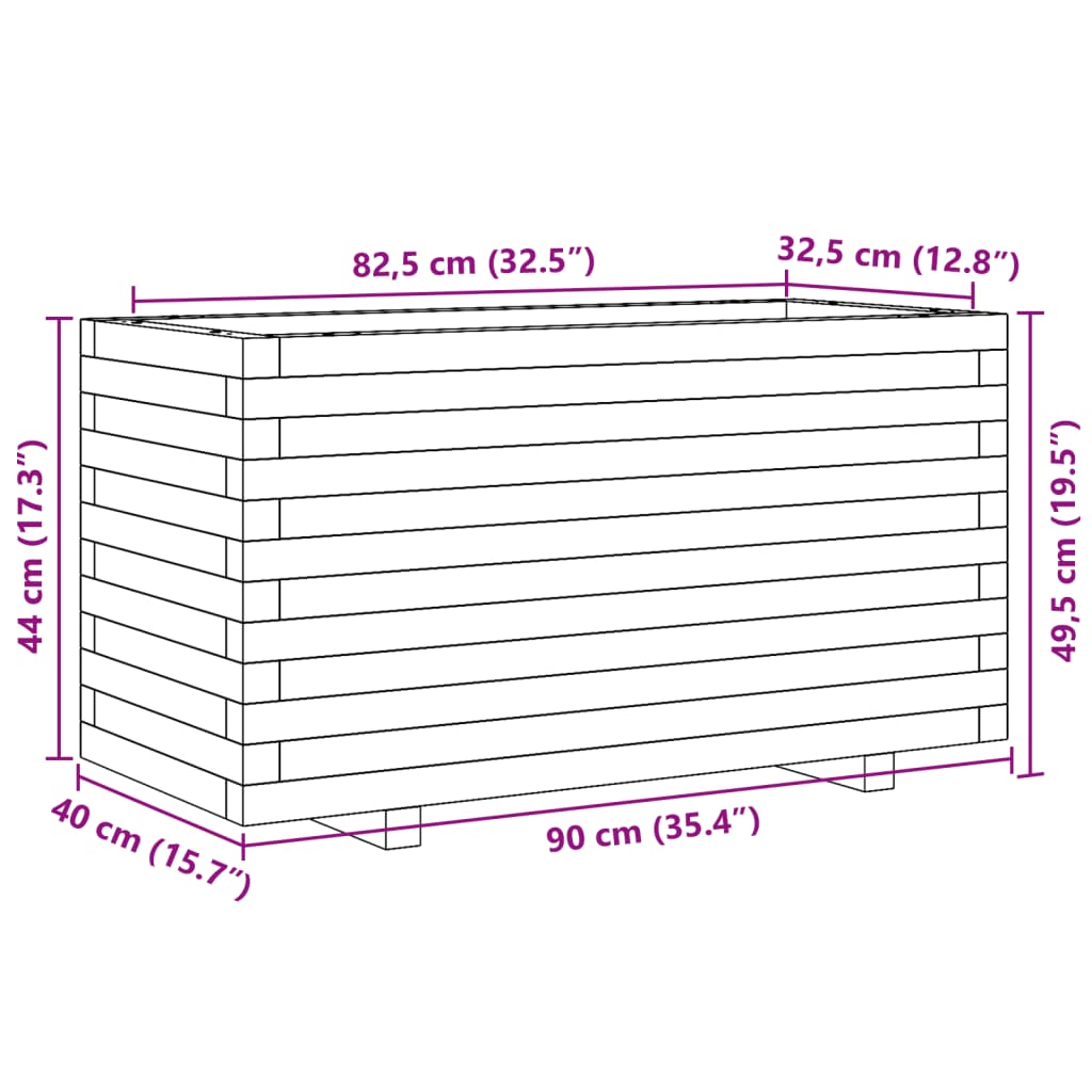 vidaXL Jardinière 90x40x49,5 cm bois de pin imprégné