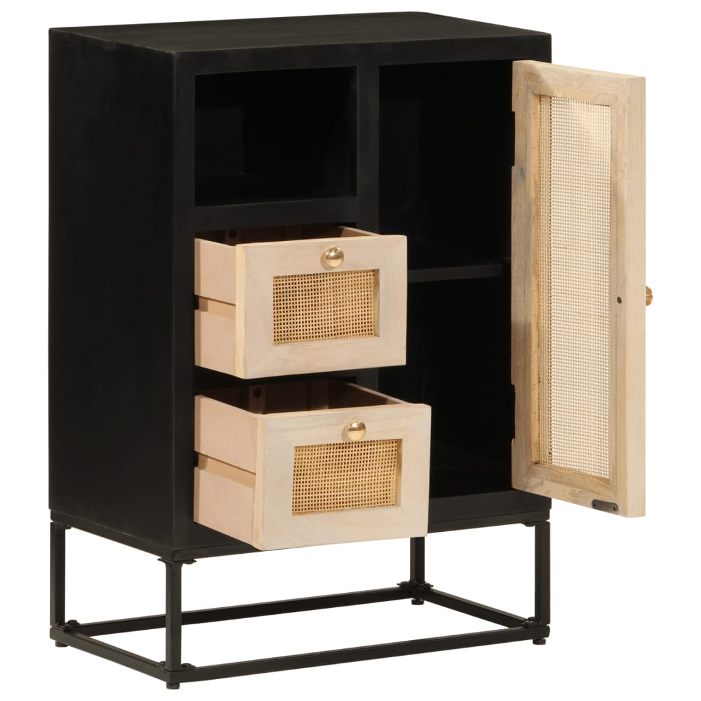 vidaXL Buffet noir 55x30x76 cm bois massif de manguier et fer