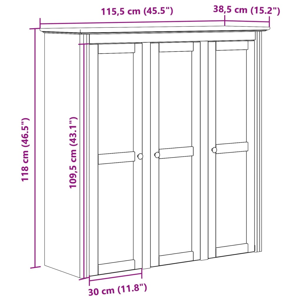 vidaXL Armoire avec portes vitrées BODO blanc bois de pin massif