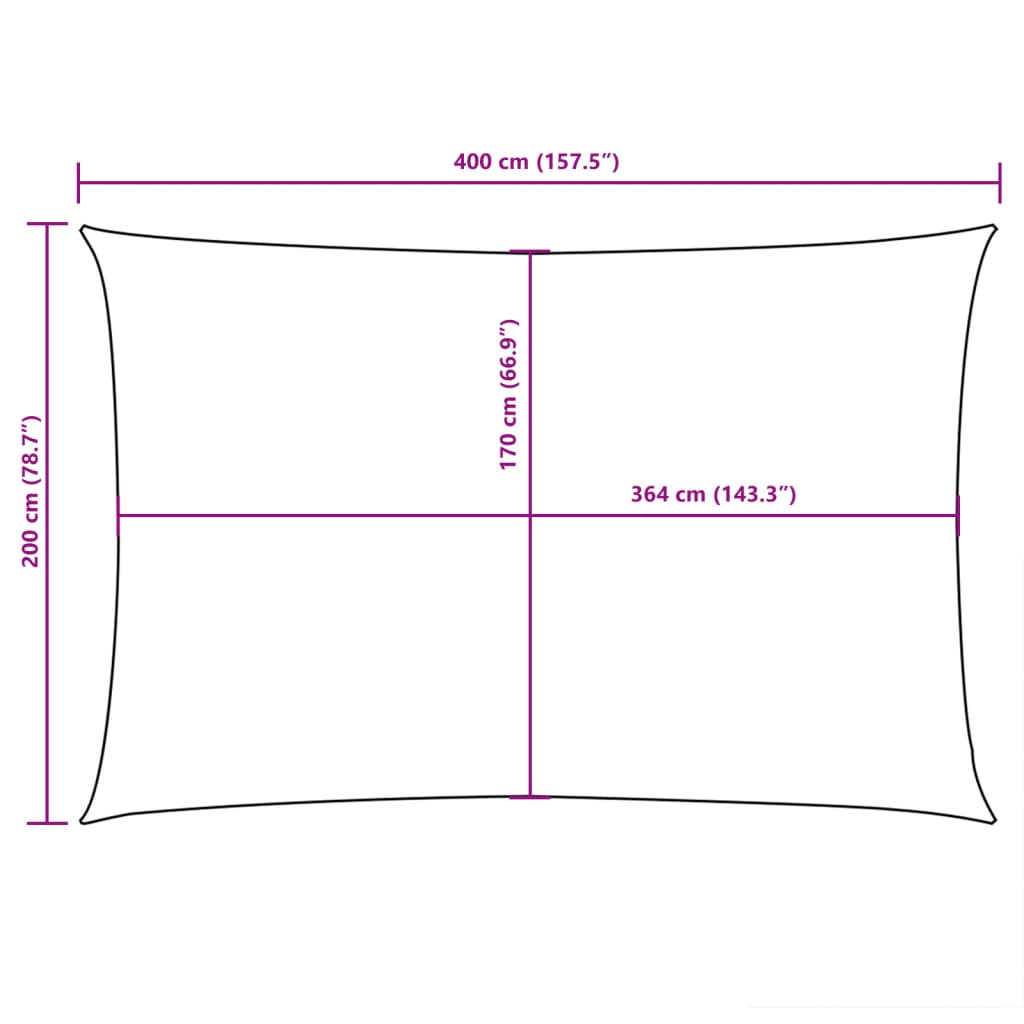 vidaXL Voile de parasol tissu oxford rectangulaire 2x4 m crème