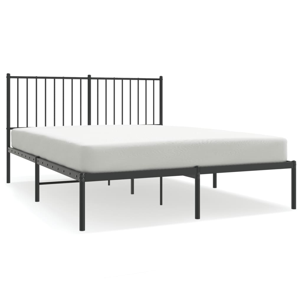 vidaXL Cadre de lit métal sans matelas avec tête de lit noir 135x190cm