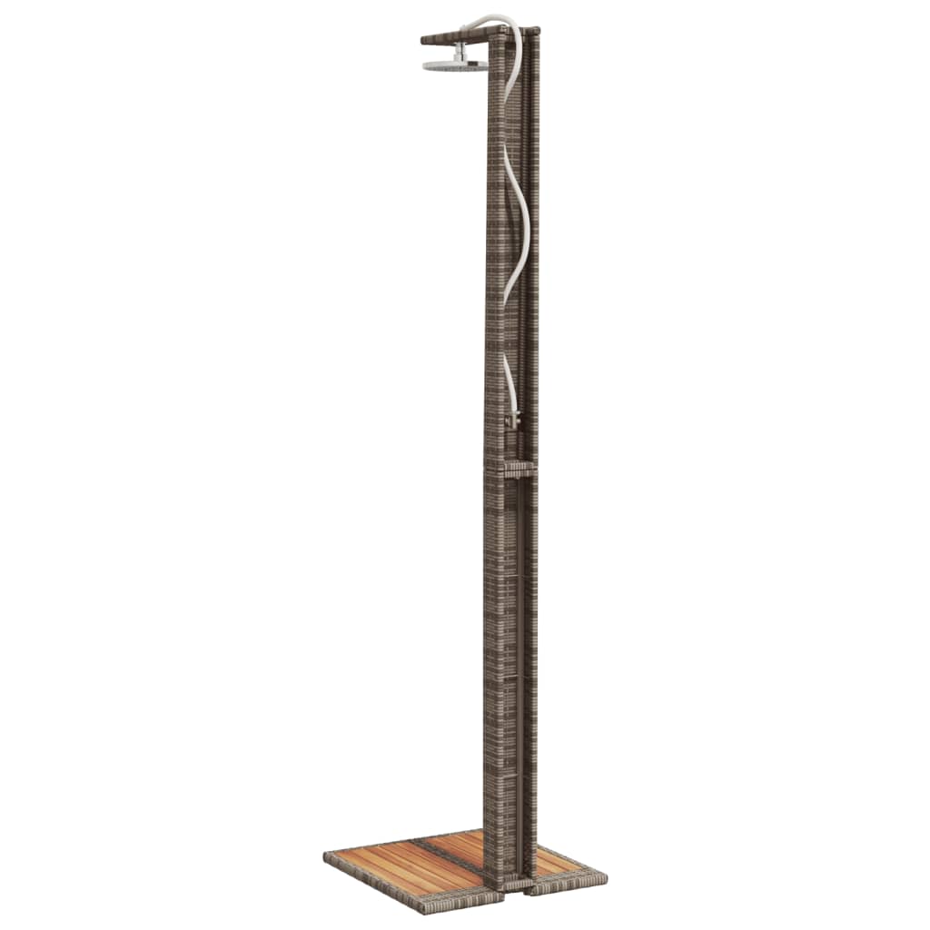 vidaXL Douche d'extérieur gris 50x55x224 cm résine tressée bois acacia