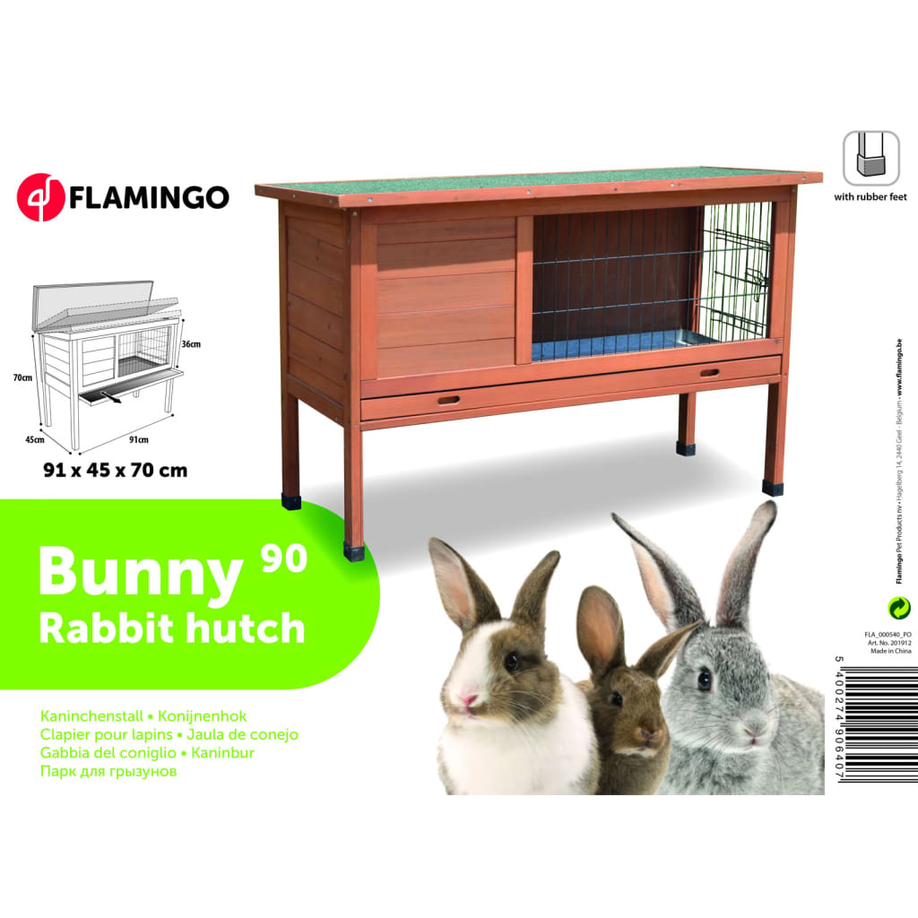 FLAMINGO Clapier Bunny 90 91x45x70 cm Marron