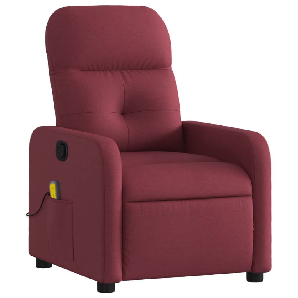 vidaXL Fauteuil de massage inclinable Rouge bordeaux Tissu