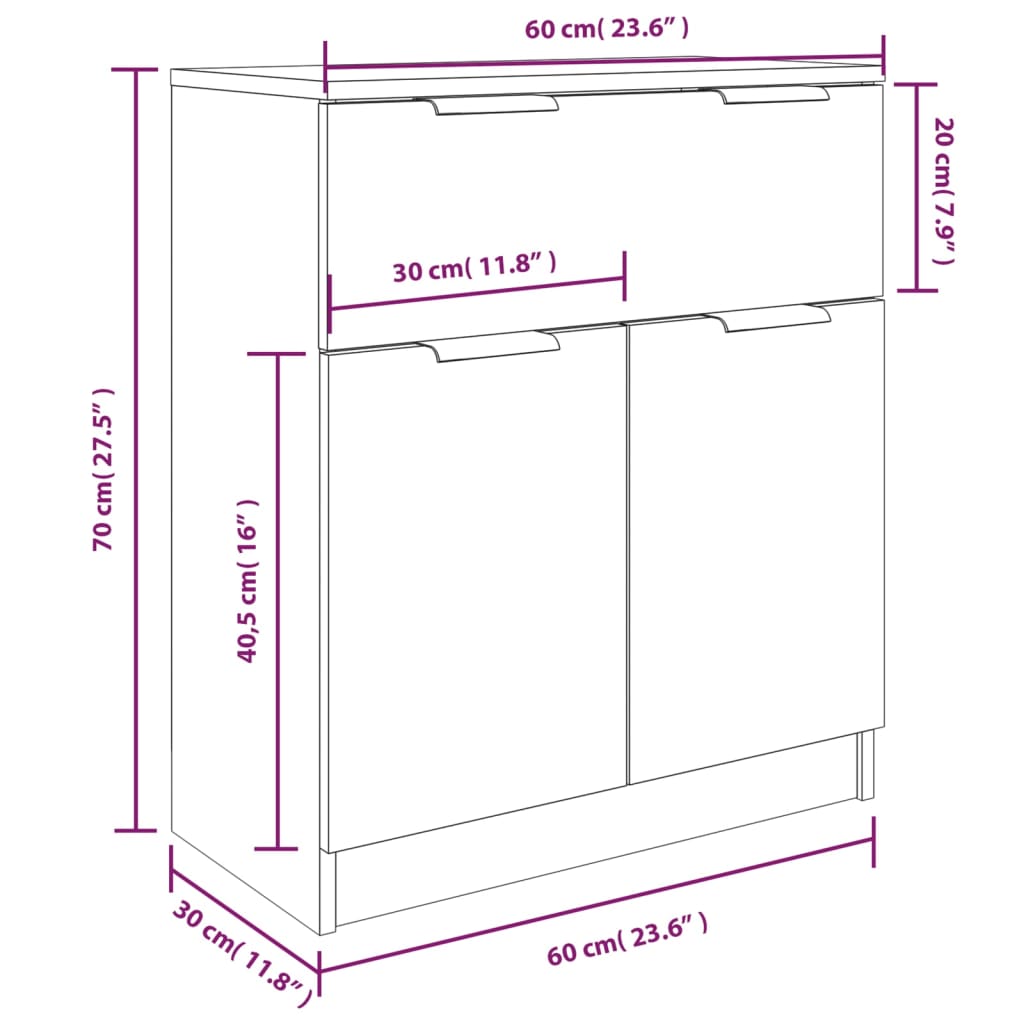 vidaXL Buffets 3 pcs Chêne sonoma Bois d'ingénierie