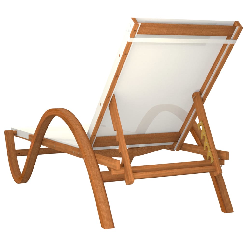 vidaXL Chaise longue avec coussin blanc textilène/bois massif peuplier