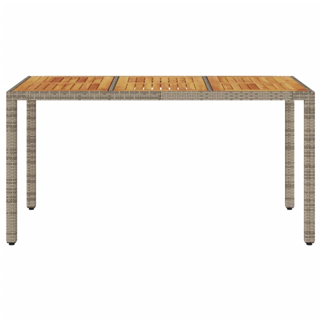 vidaXL Table de jardin 150x90x75 cm Acacia et résine tressée Gris