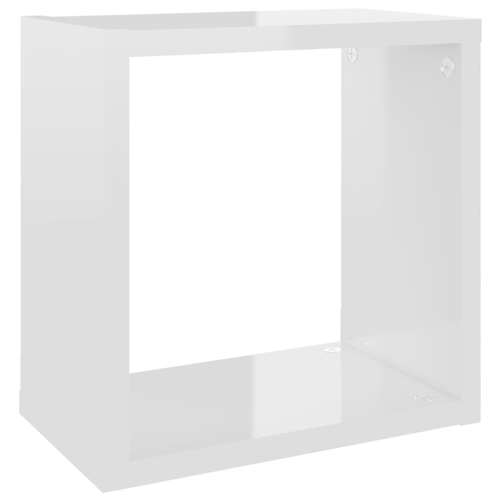 vidaXL Étagères cube murales 2 pcs Blanc brillant 26x15x26 cm