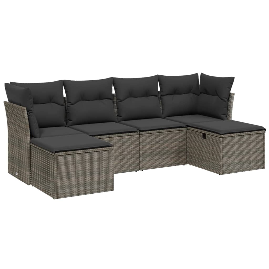 vidaXL Salon de jardin 6 pcs avec coussins gris résine tressée