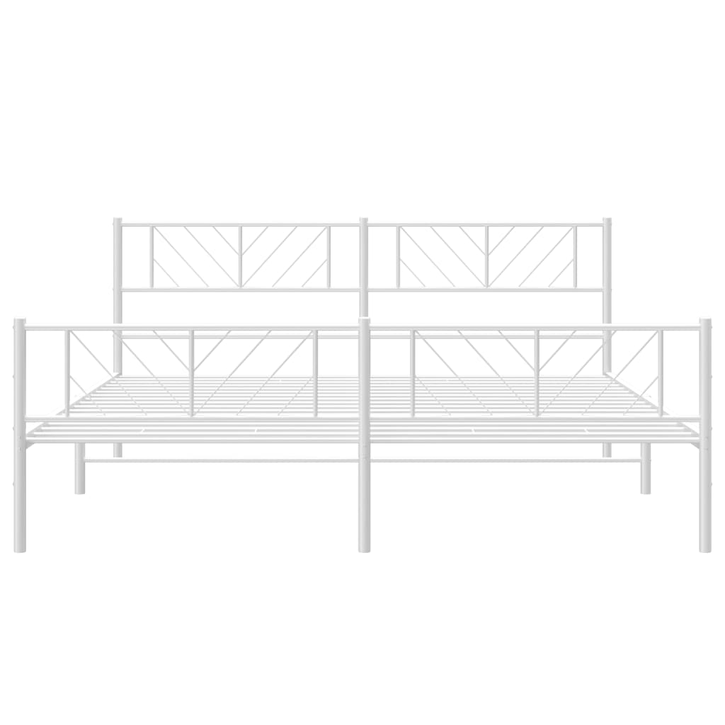 vidaXL Cadre de lit métal sans matelas et pied de lit blanc 200x200 cm