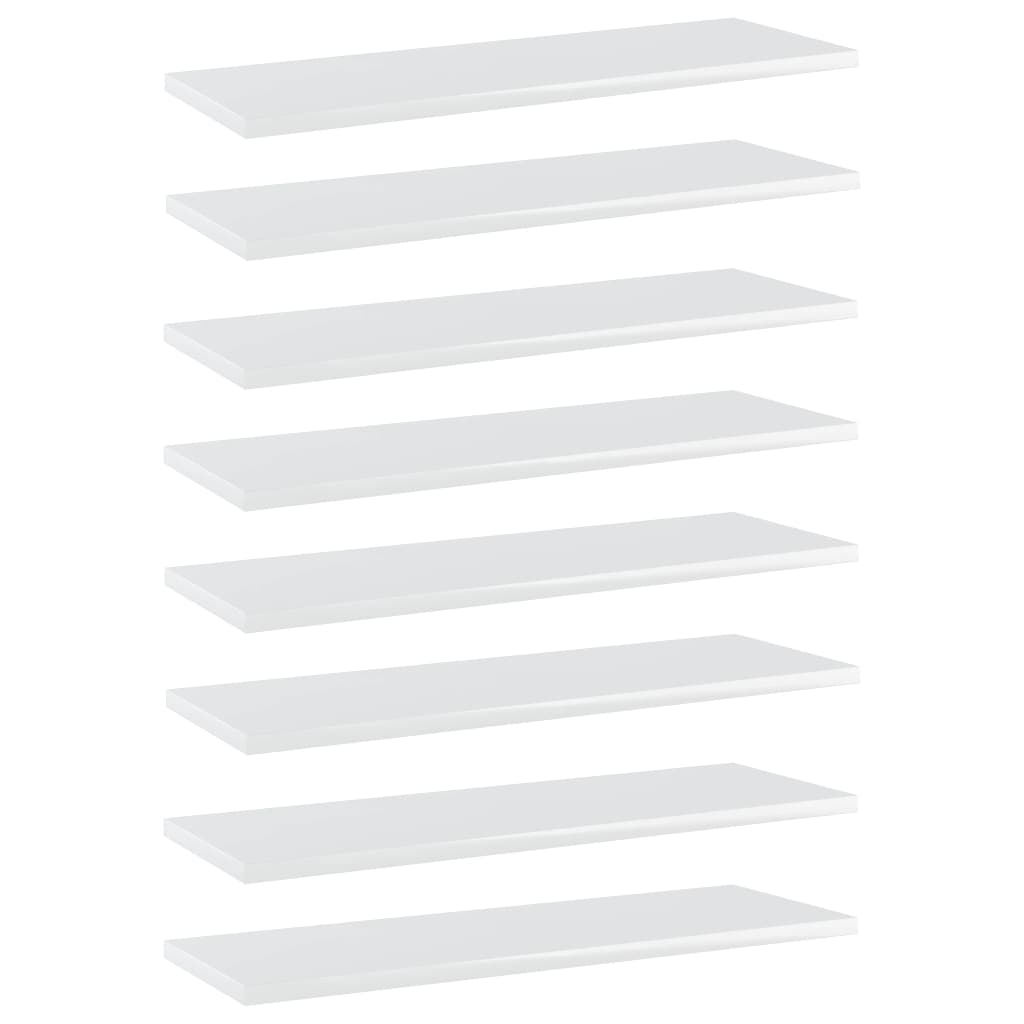 vidaXL Panneaux bibliothèque 8pcs Blanc brillant 60x20x1,5cm Aggloméré