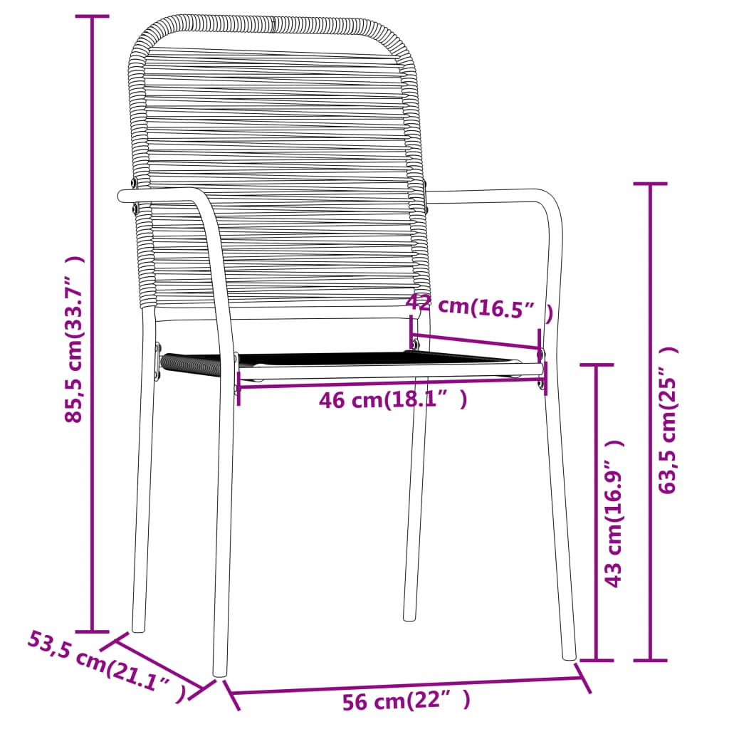 vidaXL Ensemble à manger de jardin 5 pcs Noir