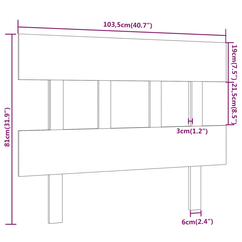 vidaXL Tête de lit Gris 103,5x3x81 cm Bois massif de pin