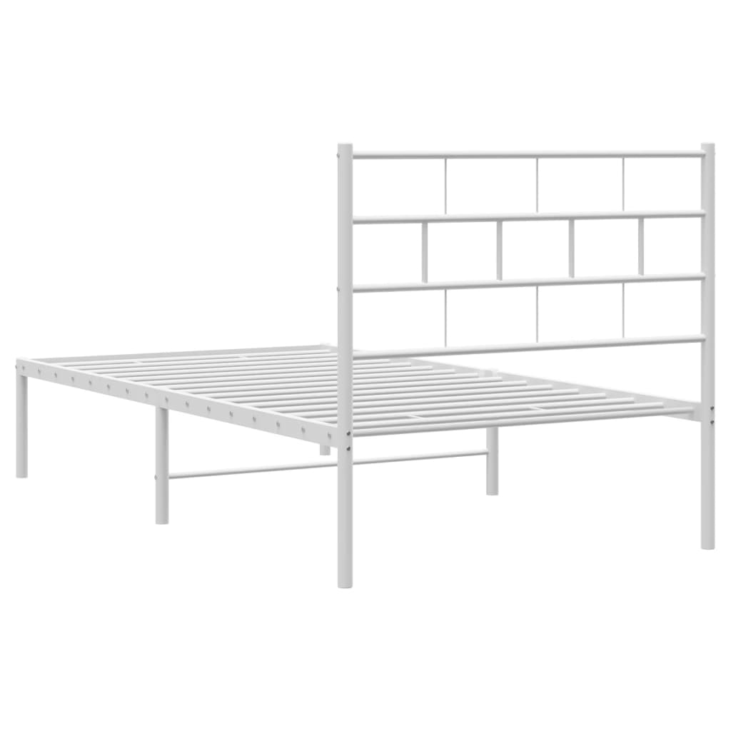 vidaXL Cadre de lit métal sans matelas avec tête de lit blanc 90x200cm