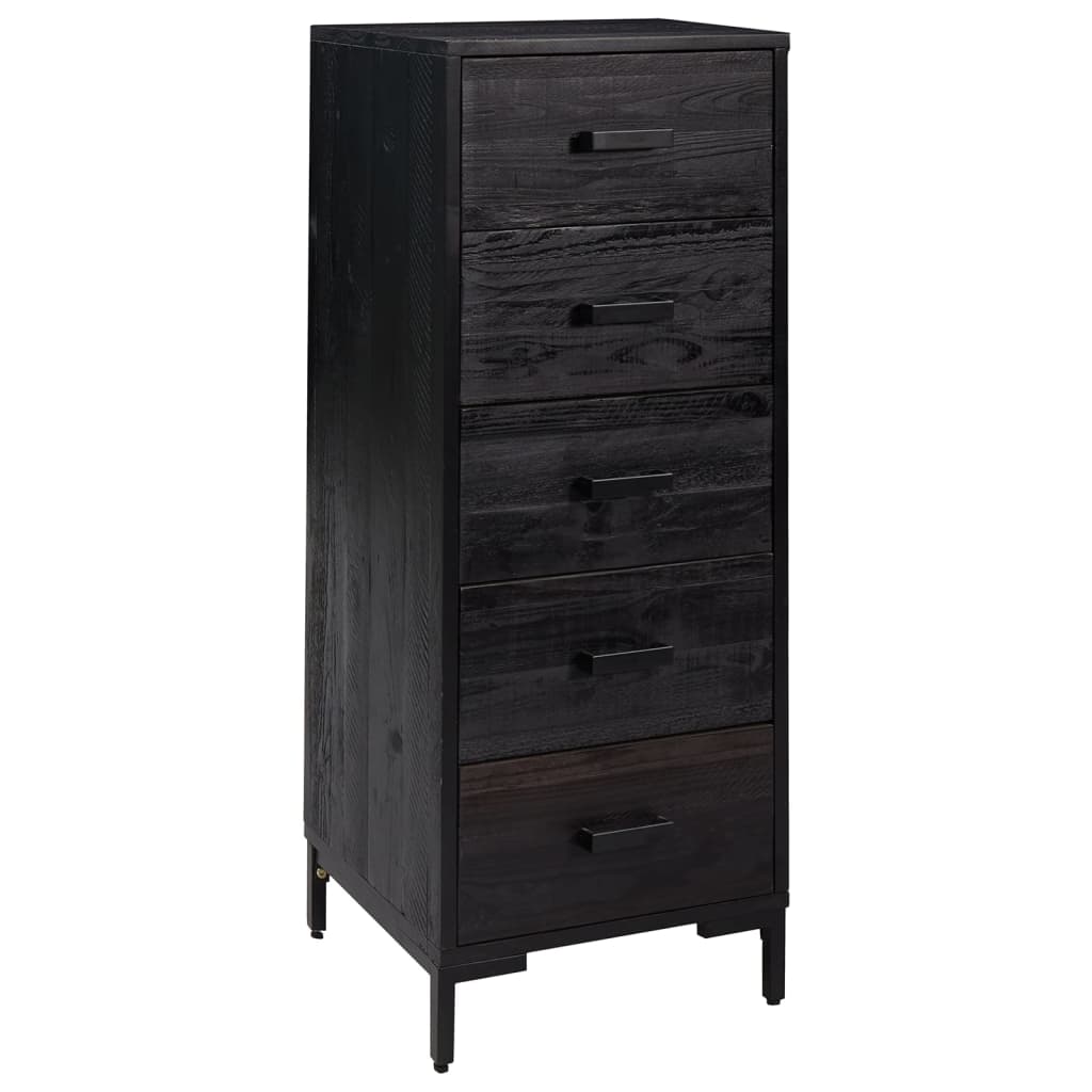 vidaXL Commode Noir 42x35x110 cm Bois de pin massif