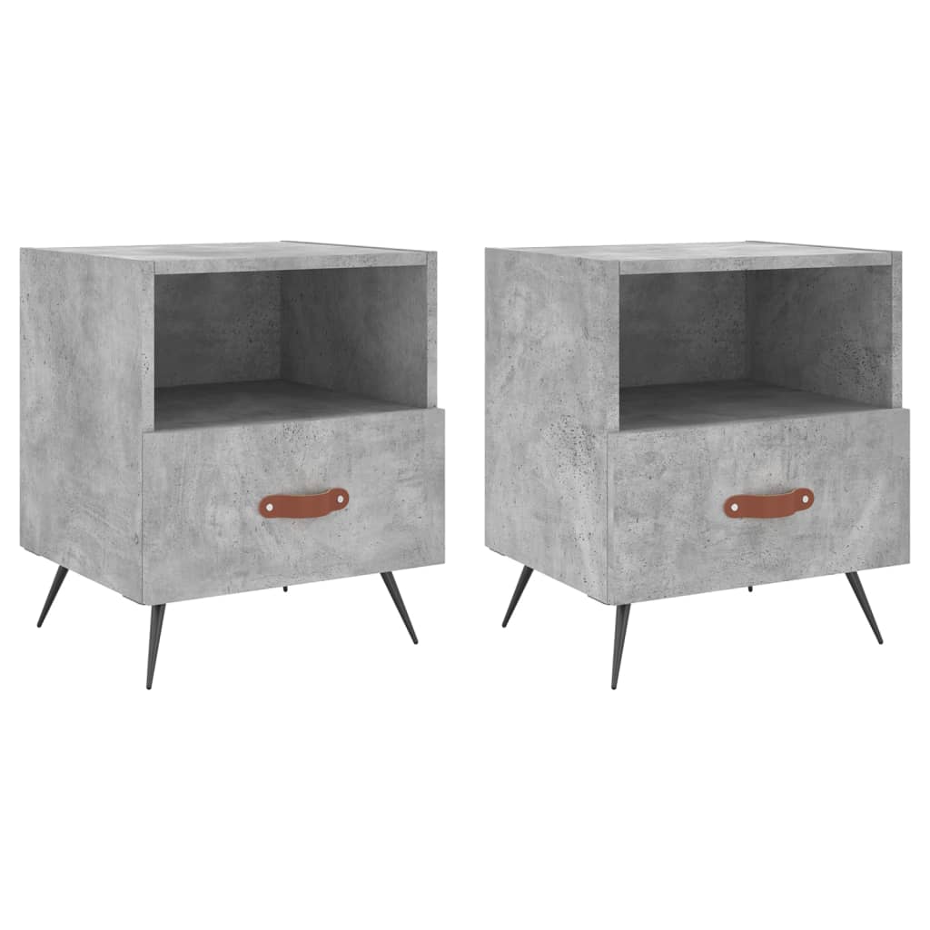 vidaXL Tables de chevet 2pcs gris béton 40x35x47,5cm bois d’ingénierie