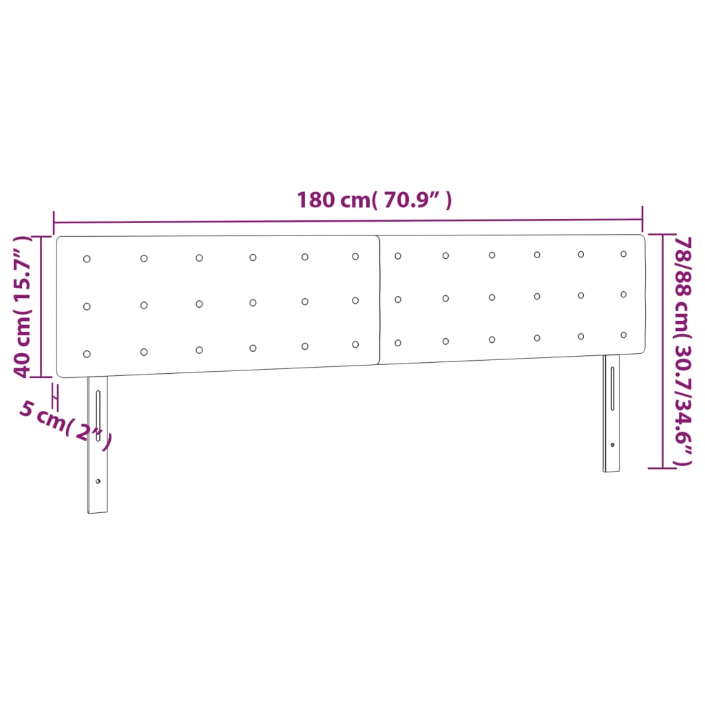 vidaXL Tête de lit à LED Vert foncé 180x5x78/88 cm Velours