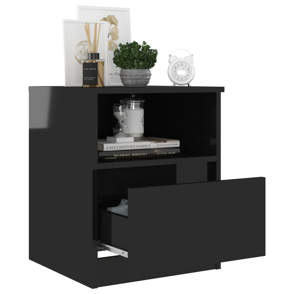 vidaXL Table de chevet Noir brillant 40x40x50 cm Aggloméré