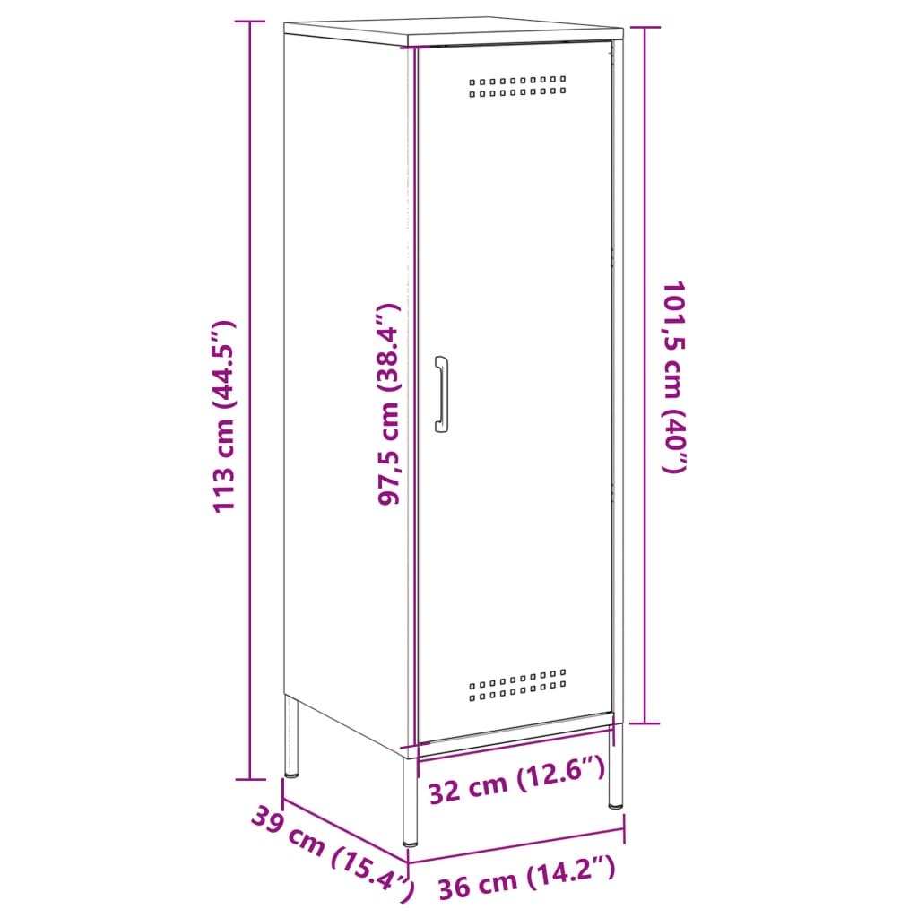 vidaXL Buffet jaune moutarde 36x39x113 cm acier