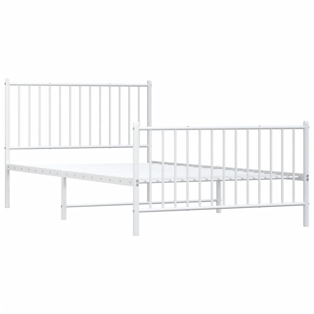 vidaXL Cadre de lit métal sans matelas et pied de lit blanc 107x203 cm