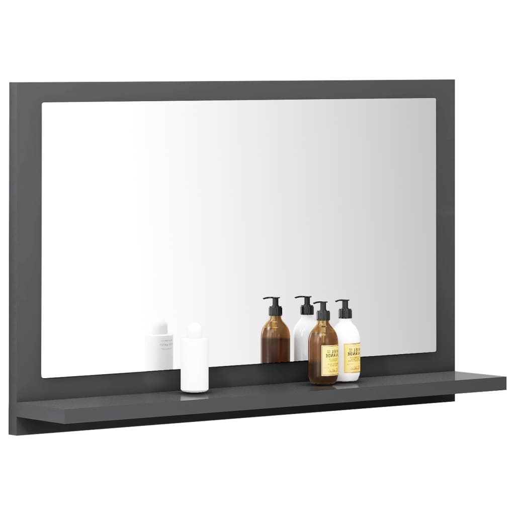 vidaXL Miroir de salle de bain Gris 60x10,5x37 cm Aggloméré