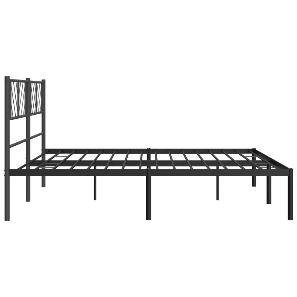 vidaXL Cadre de lit métal sans matelas avec tête de lit noir 200x200cm