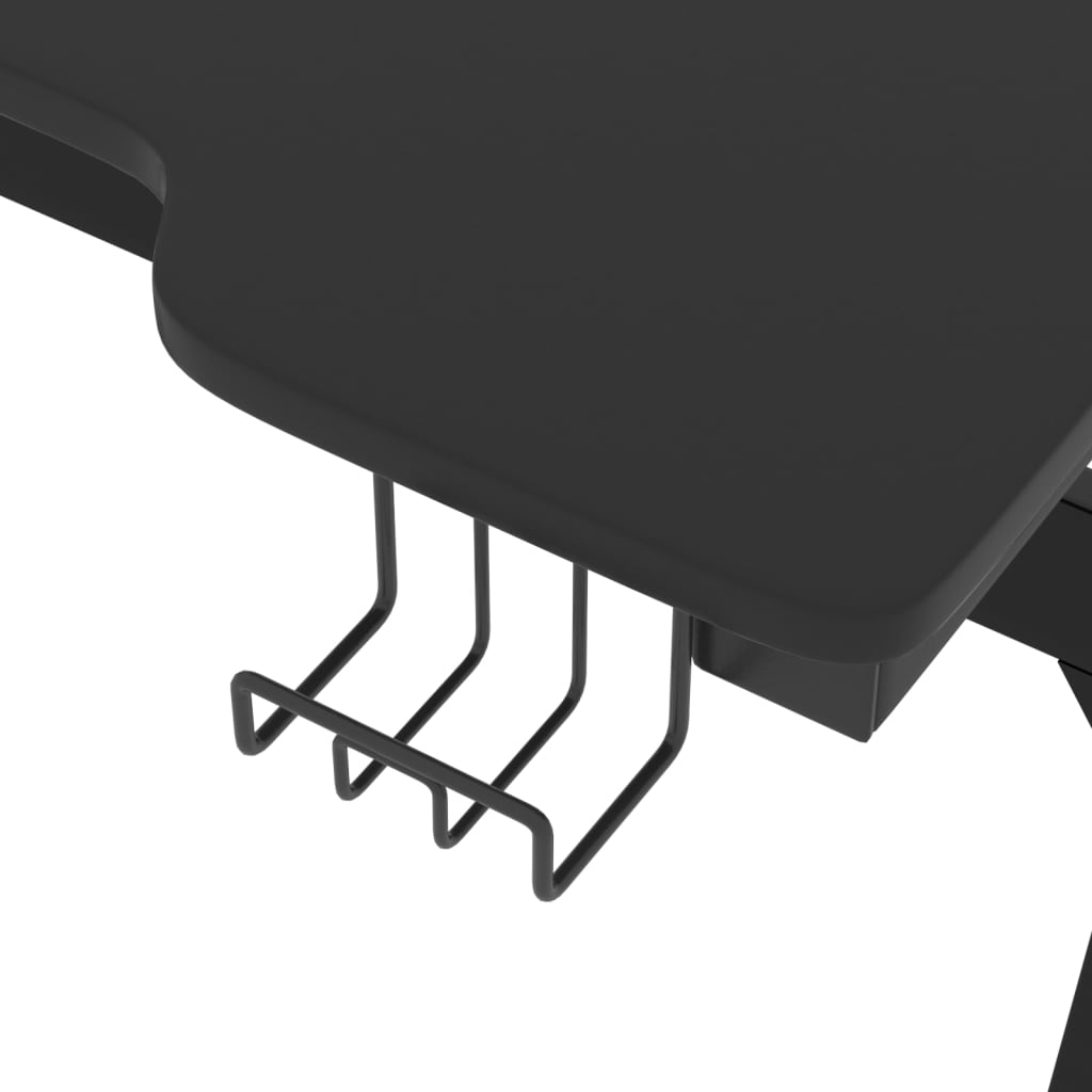 vidaXL Bureau de jeu à LED avec pieds en forme de Z Noir 90x60x75 cm