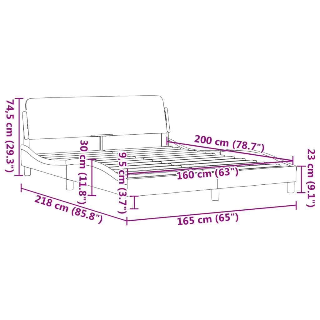 vidaXL Cadre de lit sans matelas noir et blanc 160x200 cm similicuir