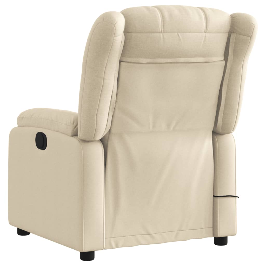 vidaXL Fauteuil de massage inclinable Crème Tissu