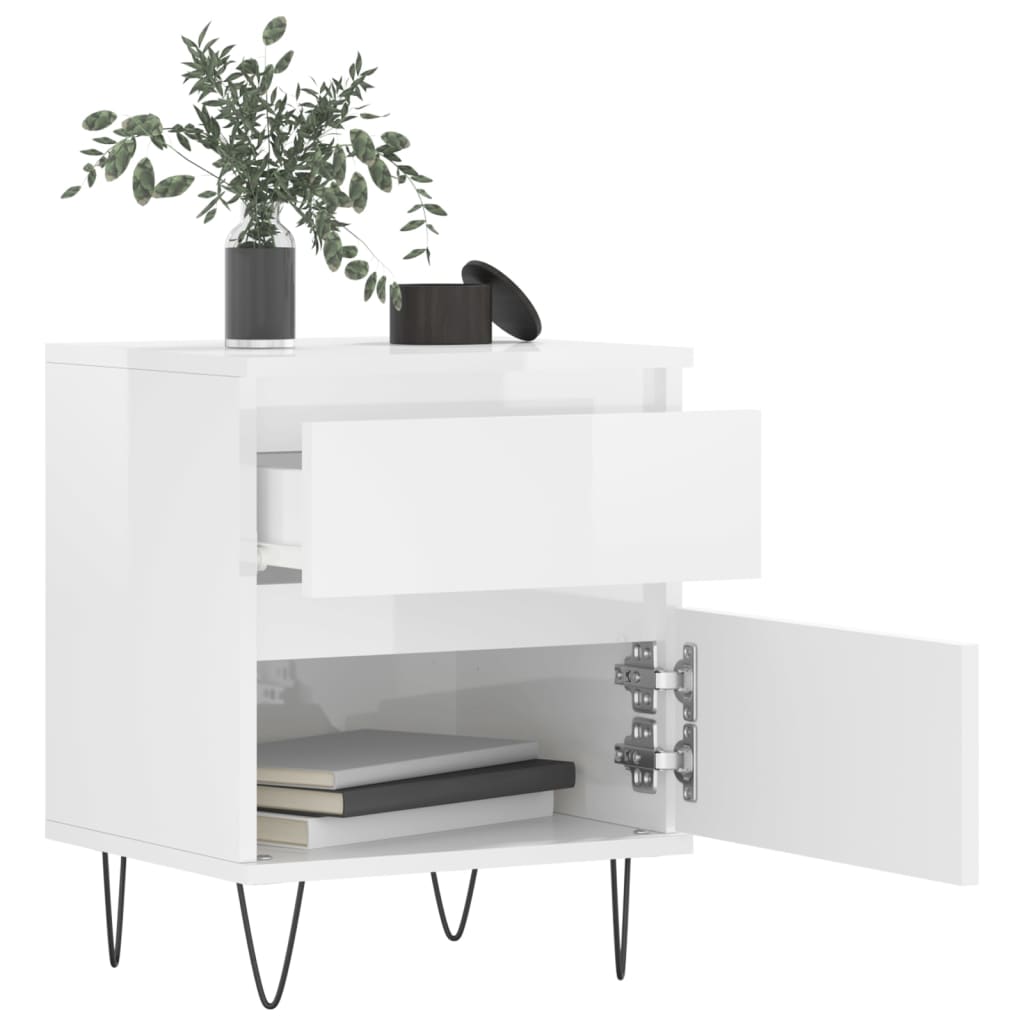 vidaXL Tables de chevet 2 pcs blanc brillant 40x35x50 cm