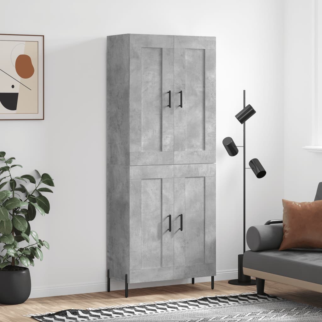 vidaXL Buffet haut Gris béton 69,5x34x180 cm Bois d'ingénierie