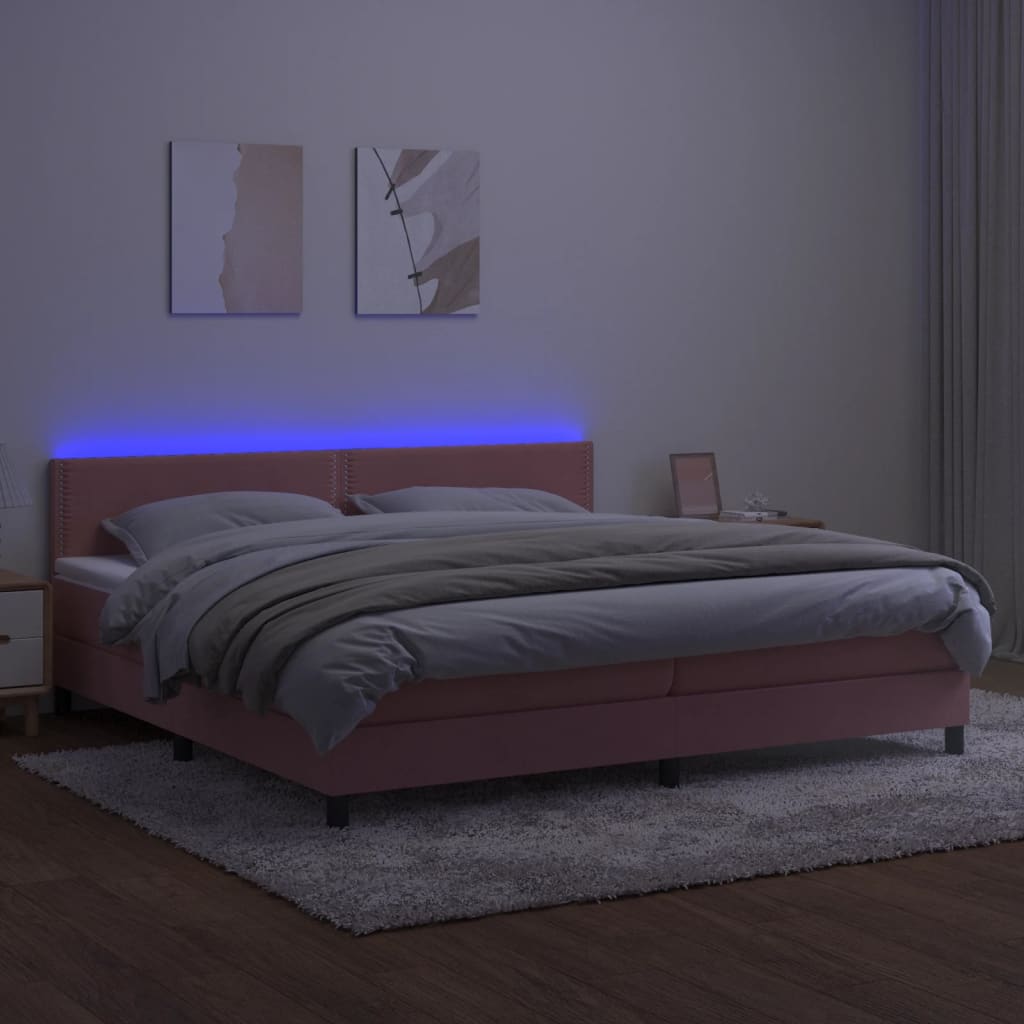 vidaXL Sommier à lattes de lit avec matelas et LED Rose 200x200 cm