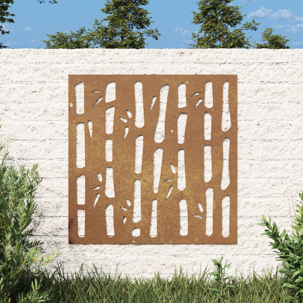 vidaXL Décoration murale jardin 55x55 cm acier corten design bambou