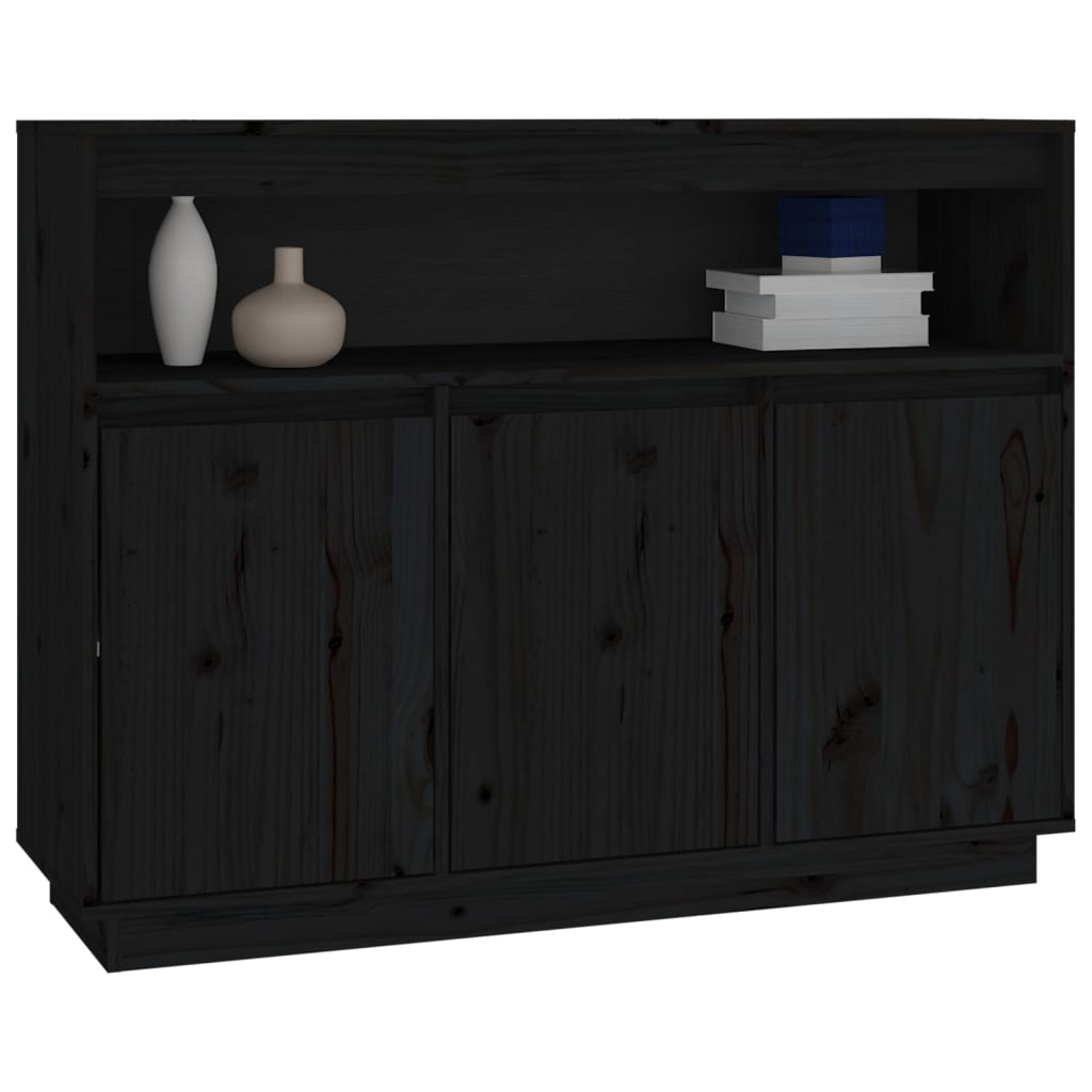 vidaXL Buffet Noir 104,5x34x80 cm Bois massif de pin