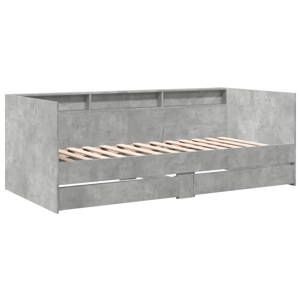 vidaXL Lit de jour avec tiroirs sans matelas gris béton 75x190 cm